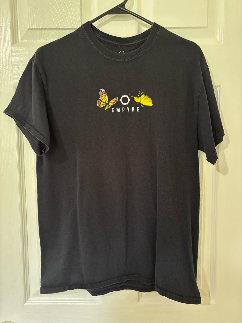 Empyre Black Crewneck Tee with Subtle Gray Print